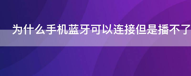 为什么手机蓝牙可以连接但是播不了