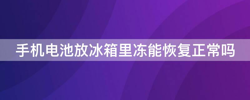 手機(jī)電池放冰箱里凍能恢復(fù)正常嗎