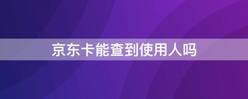 京東卡能查到使用人嗎