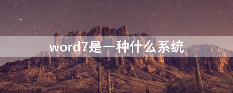 word7是一种什么系统