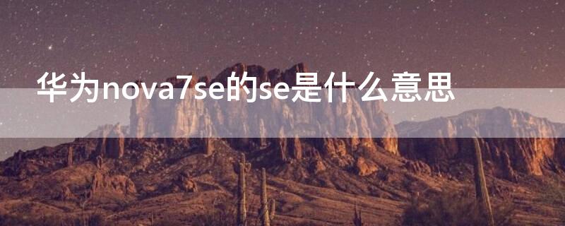 華為nova7se的se是什么意思