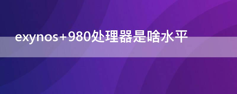 exynos 980处理器是啥水平