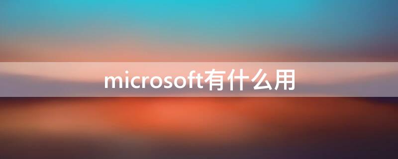 microsoft有什么用