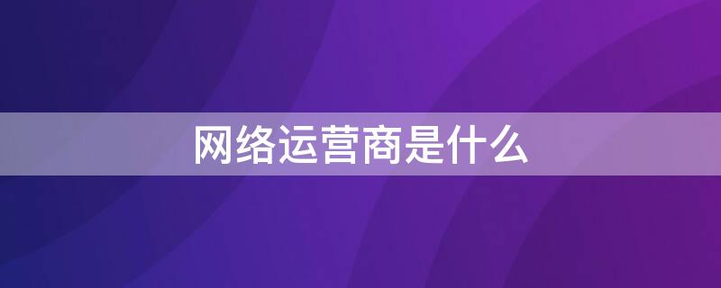 网络运营商是什么