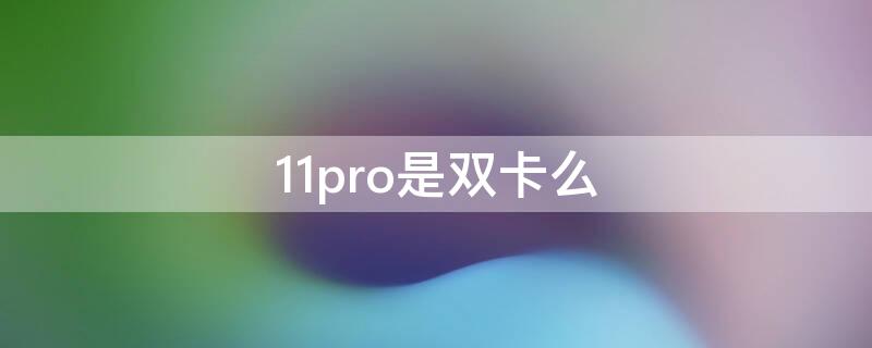 11pro是雙卡么