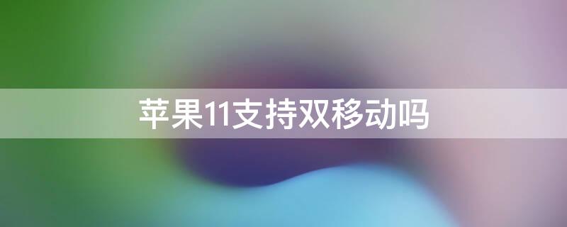 iPhone11支持雙移動(dòng)嗎