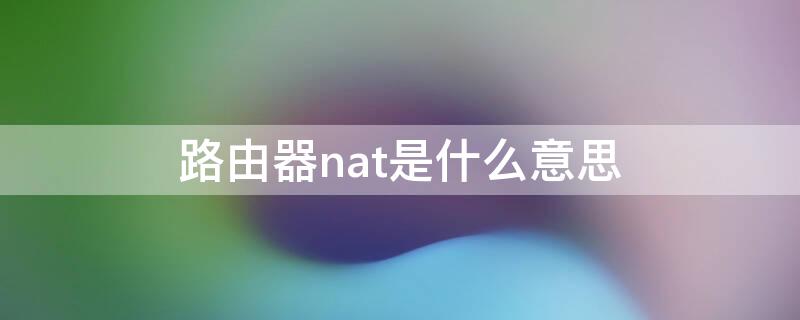 路由器nat是什么意思