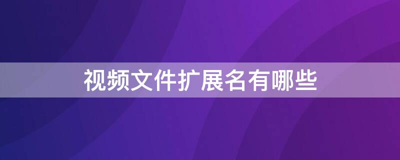 视频文件扩展名有哪些