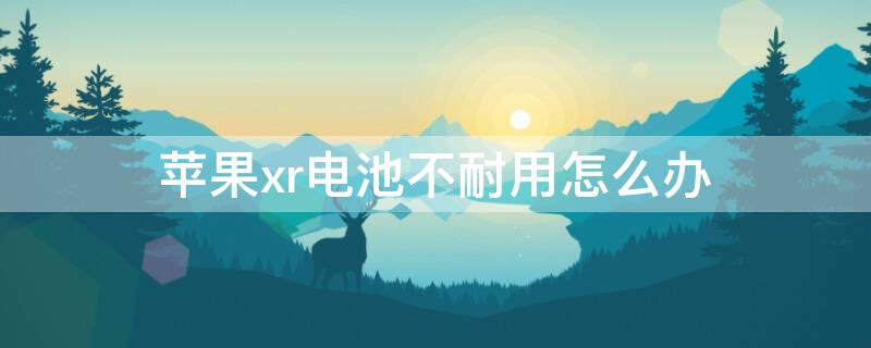 iPhonexr电池不耐用怎么办