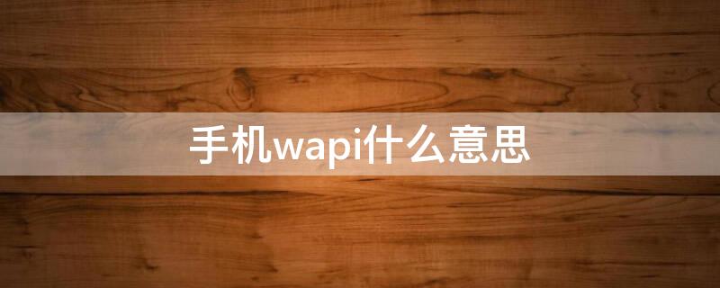 手機wapi什么意思