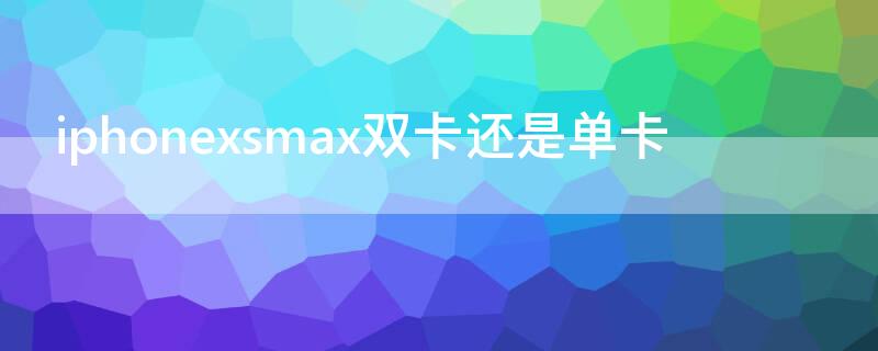 iPhonexsmax雙卡還是單卡