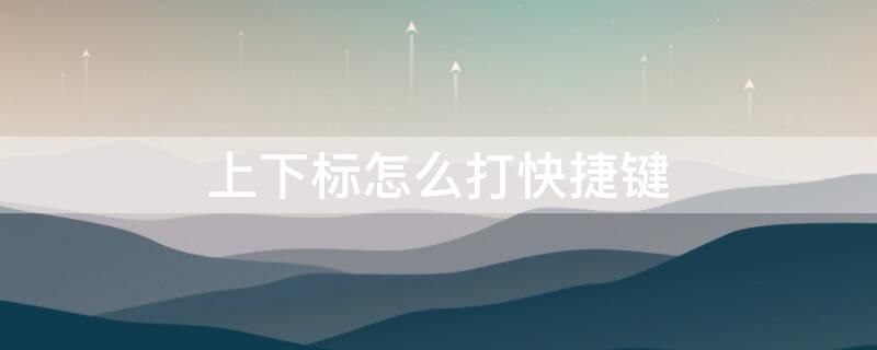 上下标怎么打快捷键