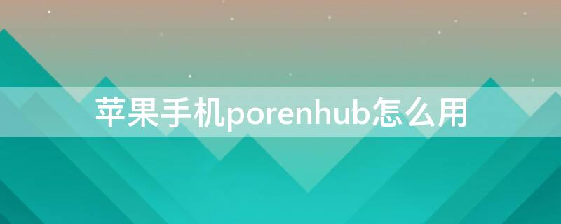 iPhone手机porenhub怎么用