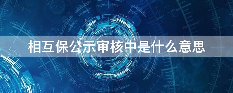 相互保公示審核中是什么意思