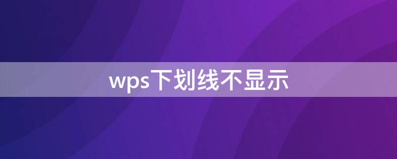 wps下划线不显示