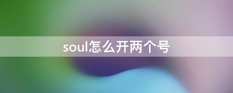 soul怎么开两个号 soul怎么弄两个号