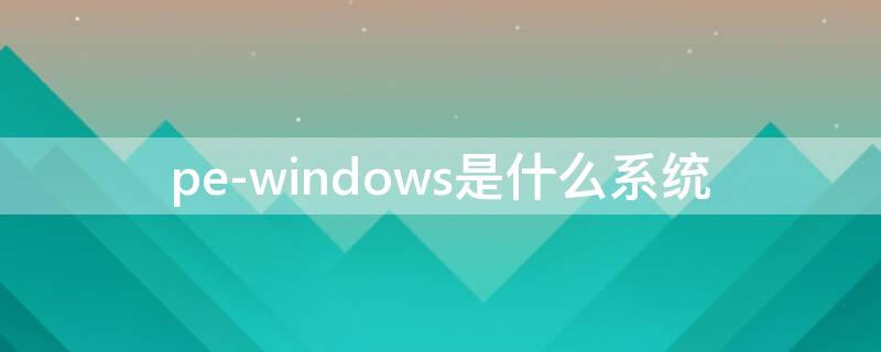 pe-windows是什么系统