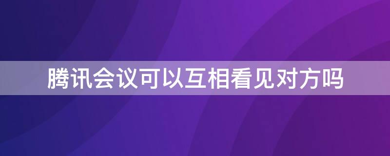 騰訊會議可以互相看見對方嗎