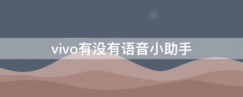 vivo有没有语音小助手（vivo手机有没有语音小助手）