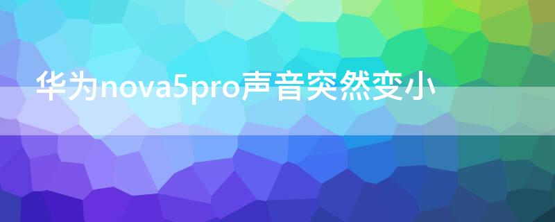 华为nova5pro声音突然变小 华为nova5pro声音突然变小有杂音