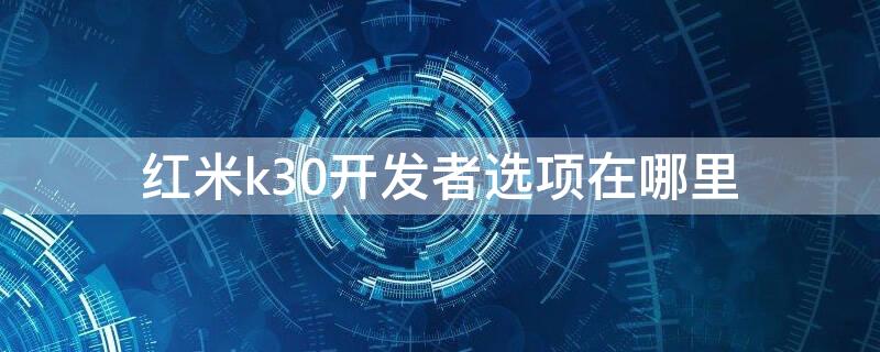 红米k30开发者选项在哪里 红米k30怎么开发者选项