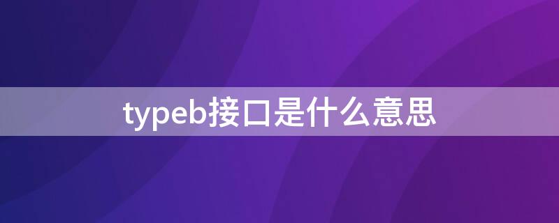 typeb接口是什么意思 typeb接口有啥用