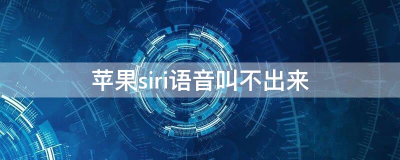 iPhonesiri語音叫不出來（蘋果7siri語音叫不出來）