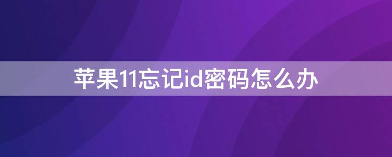 iPhone11忘記id密碼怎么辦（iphone11蘋果id密碼忘了怎么辦）