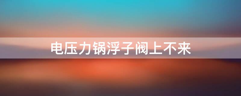 電壓力鍋浮子閥上不來（電壓力鍋浮子閥上不來還能用嗎）