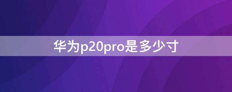 华为p20pro是多少寸（华为p20pro是多少寸的）