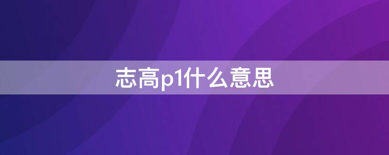 志高p1什么意思 志高顯示P2