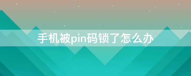 手机被pin码锁了怎么办 手机被pin密码锁了怎么办