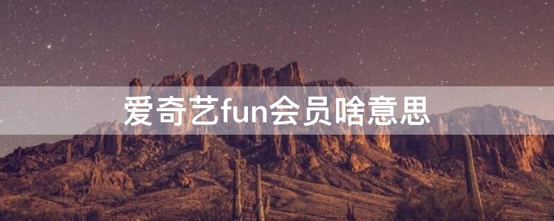 爱奇艺fun会员啥意思（爱奇艺会员fun是什么）