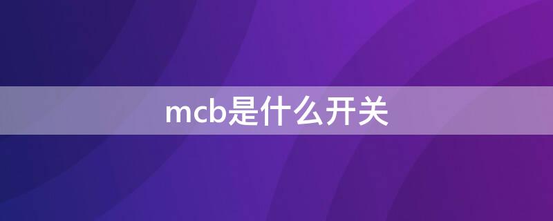 mcb是什么开关 MCB开关