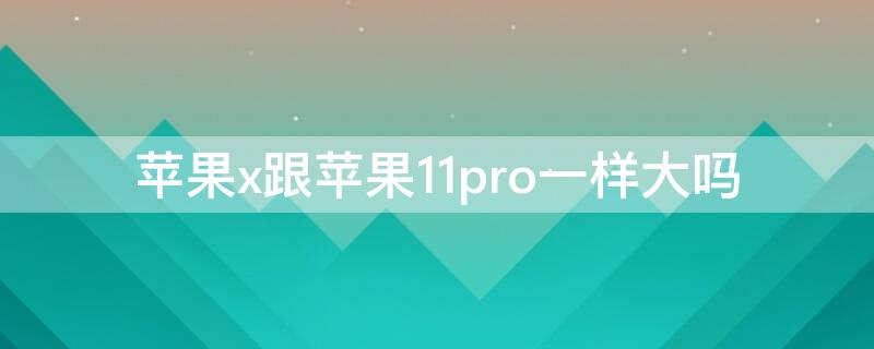 iPhonex跟iPhone11pro一樣大嗎 iphonex和iphone11pro一樣大嗎