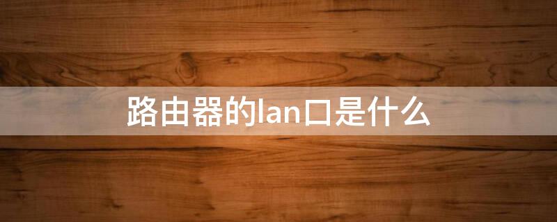 路由器的lan口是什么（路由器的lan口是什么一般需要几个）