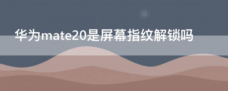 华为mate20是屏幕指纹解锁吗（华为mate 20有没有指纹解锁）