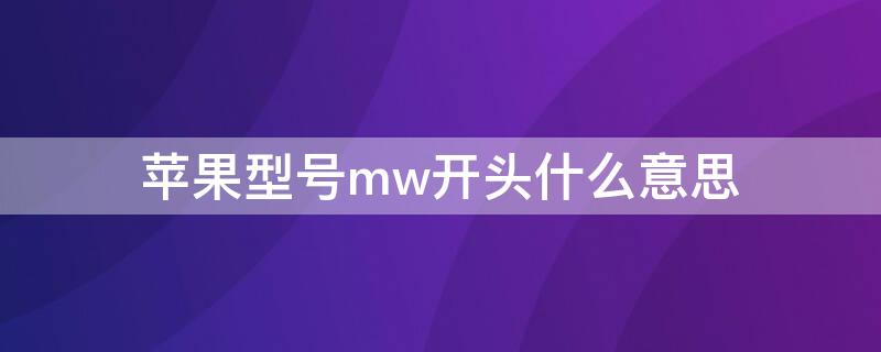 iPhone型号mw开头什么意思 苹果型号mwh开头什么意思