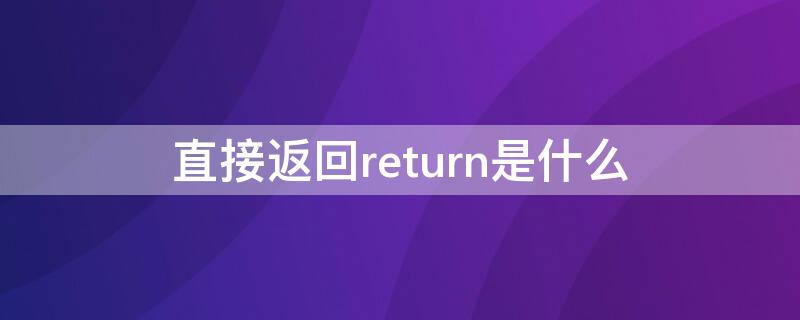 直接返回return是什么（直接返回return是什么意思）