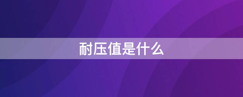 耐壓值是什么（耐壓是指什么）