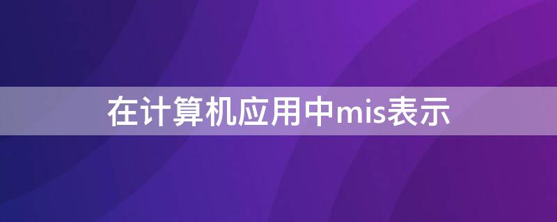 在计算机应用中mis表示 计算机应用中mis是什么意思