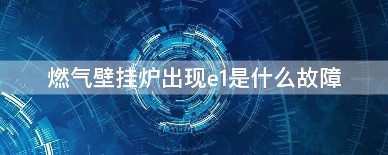 燃气壁挂炉出现e1是什么故障（壁挂炉显示e1什么原因）