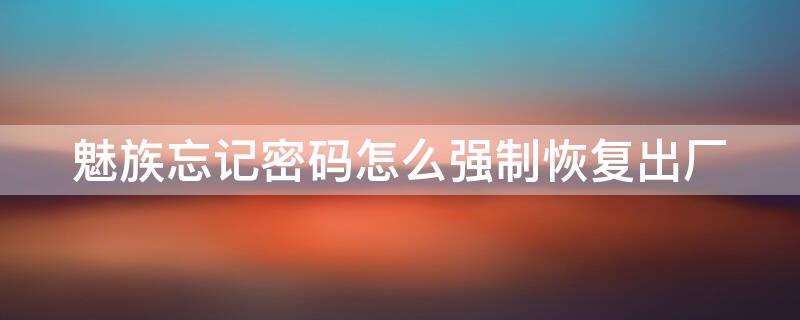 魅族忘记密码怎么强制恢复出厂 魅族忘记密码怎么强制恢复出厂设置