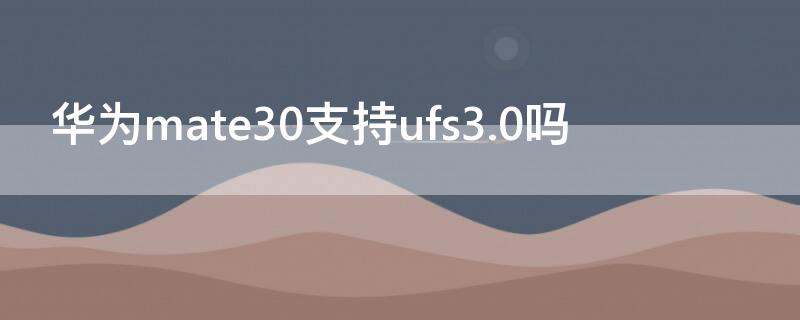 华为mate30支持ufs3.0吗 华为mate30是ufs3.1吗