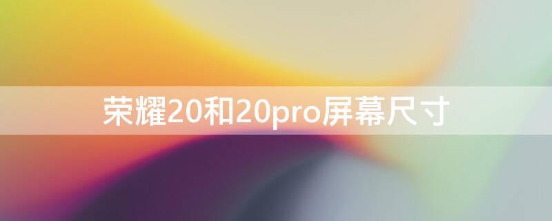 荣耀20和20pro屏幕尺寸（荣耀20和荣耀20pro尺寸一样吗）