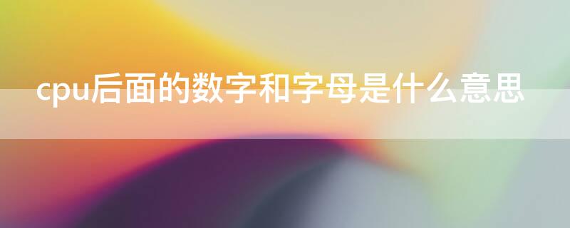 cpu后面的数字和字母是什么意思（cpu后边的数字和字母什么意思）