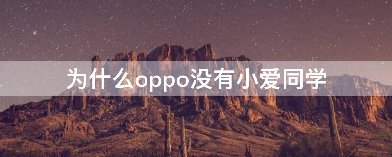 为什么oppo没有小爱同学 oppo怎么没有小爱同学