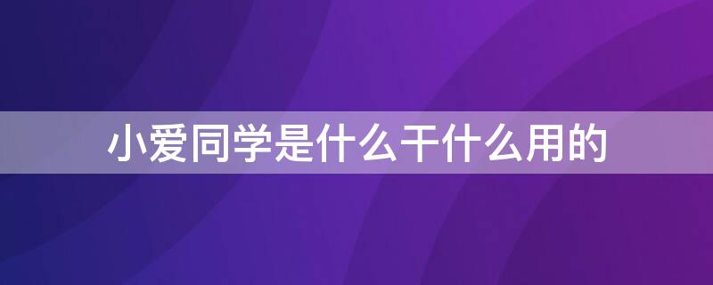 小爱同学是什么干什么用的 小爱同学到底有什么用