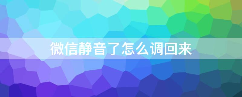 微信静音了怎么调回来 微信静音了怎么调回来在设置里