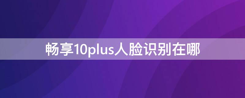 畅享10plus人脸识别在哪 畅享10plus人脸识别在哪里